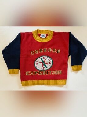 1990s OshKosh Expedition Compass Primary Colors Sweater Child Size M/8 USA